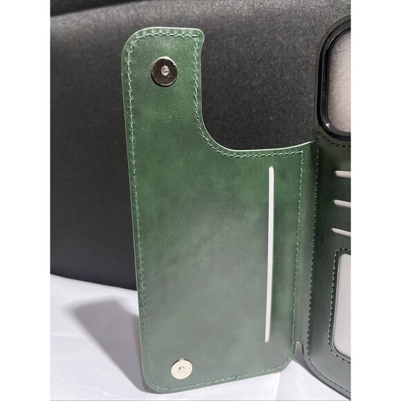 iPhone 16 Pro Max Leather Wallet Case Flip Folio Leather Cover - Picture 4 of 7